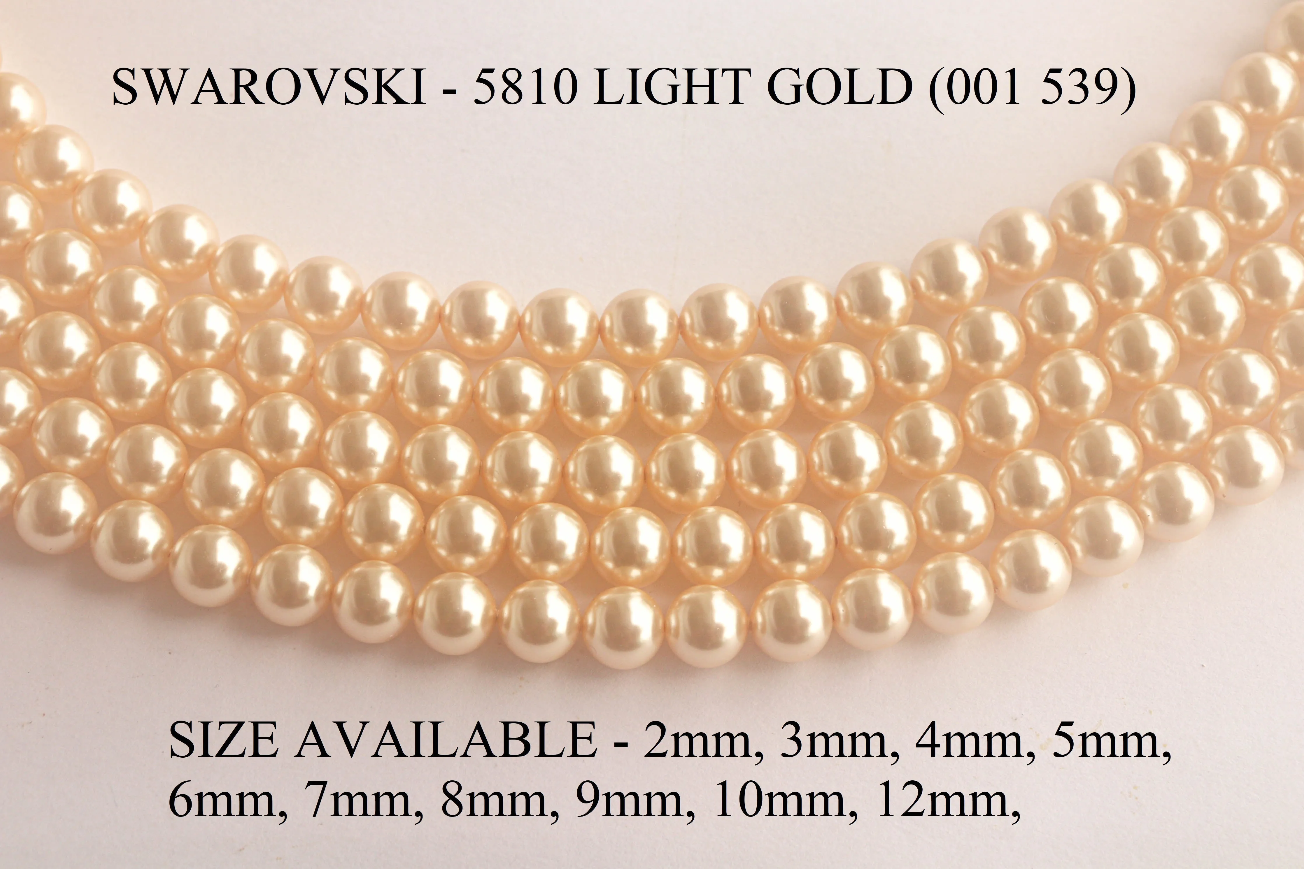 10mm Crystal Light Gold (001 539) Genuine Swarovski 5810 Pearls Round Beads