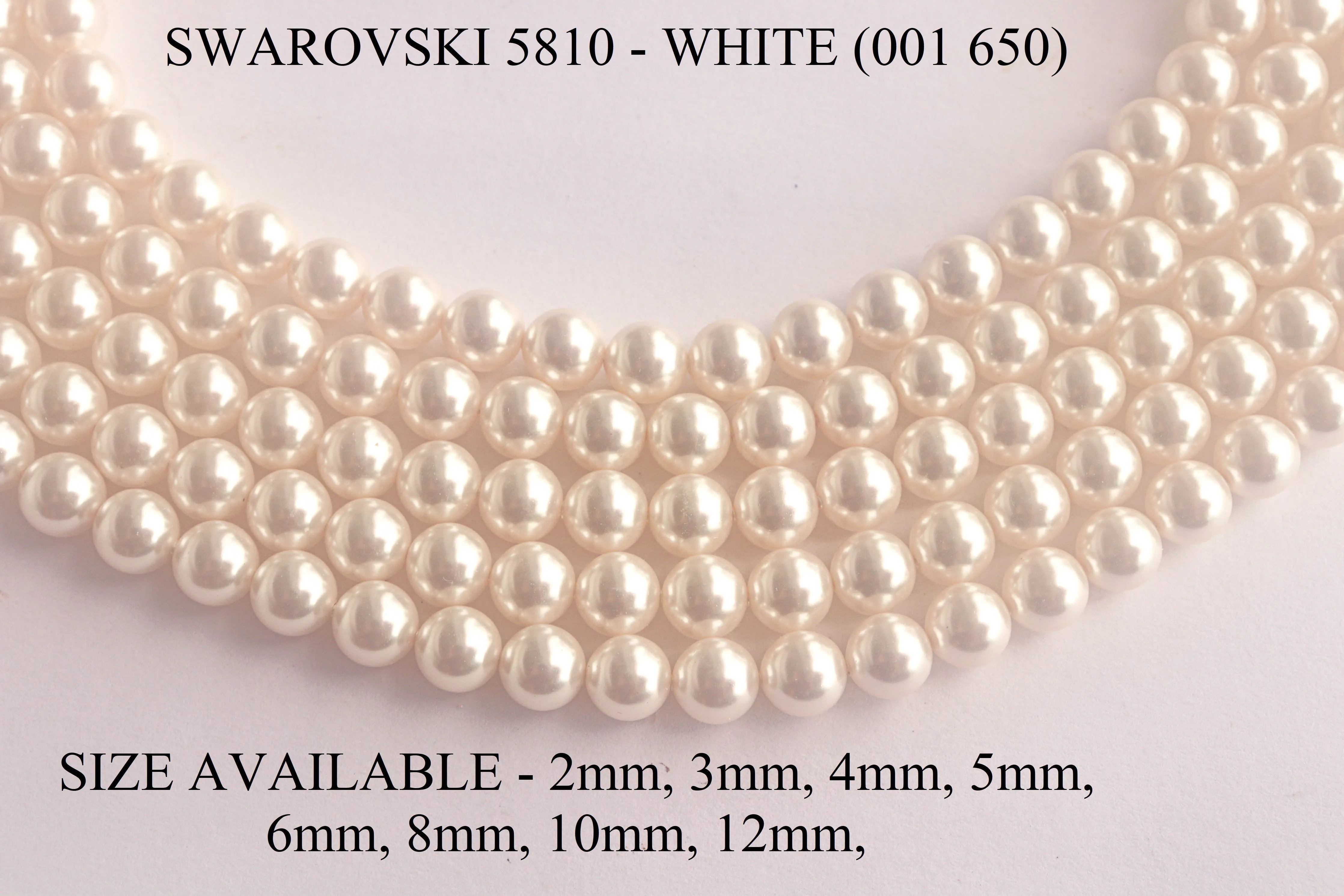 6mm Crystal White (001 650) Genuine Swarovski 5810 Pearls Round Beads jewelry making