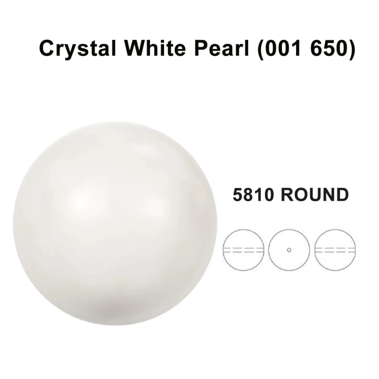 6mm Crystal White (001 650) Genuine Swarovski 5810 Pearls Round Beads jewelry making