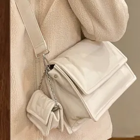 Amozae-Back To School Gifts Solid Color Pu Leather Crossbody Bag