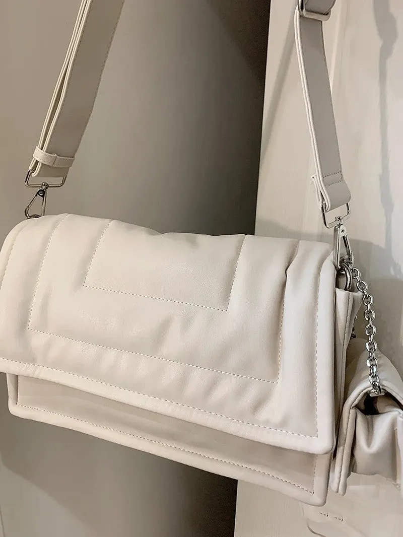 Amozae-Back To School Gifts Solid Color Pu Leather Crossbody Bag