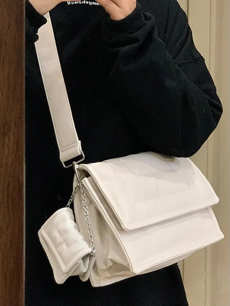 Amozae-Back To School Gifts Solid Color Pu Leather Crossbody Bag