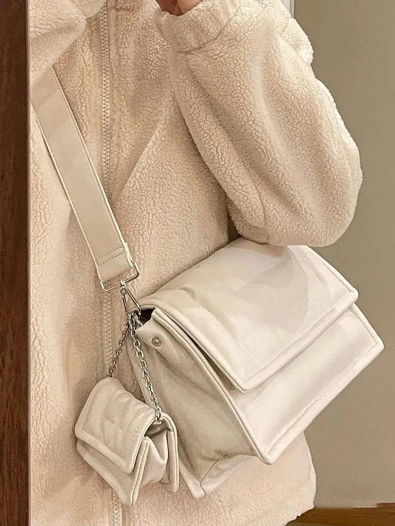 Amozae-Back To School Gifts Solid Color Pu Leather Crossbody Bag