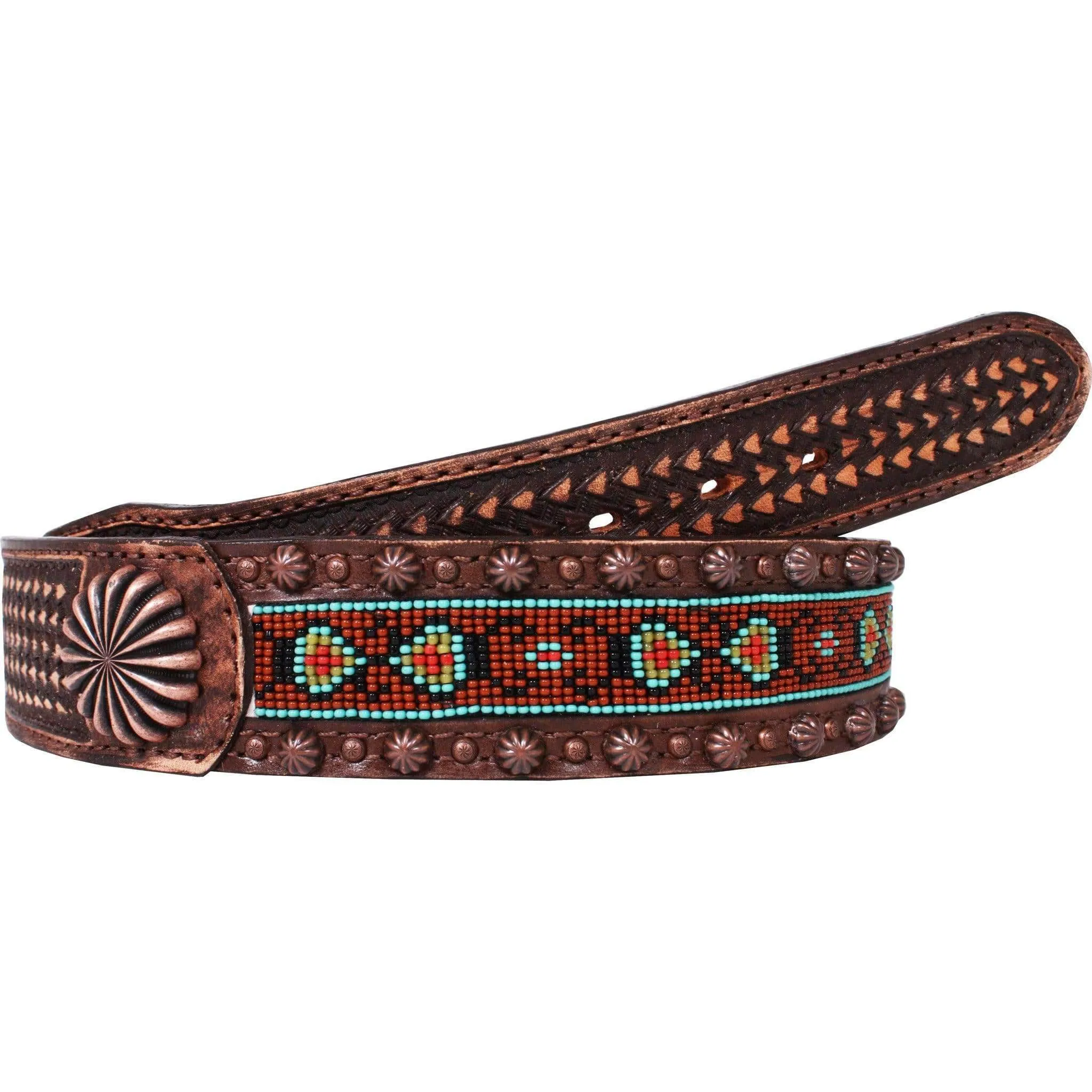 B775 - Brown Vintage Beaded Belt