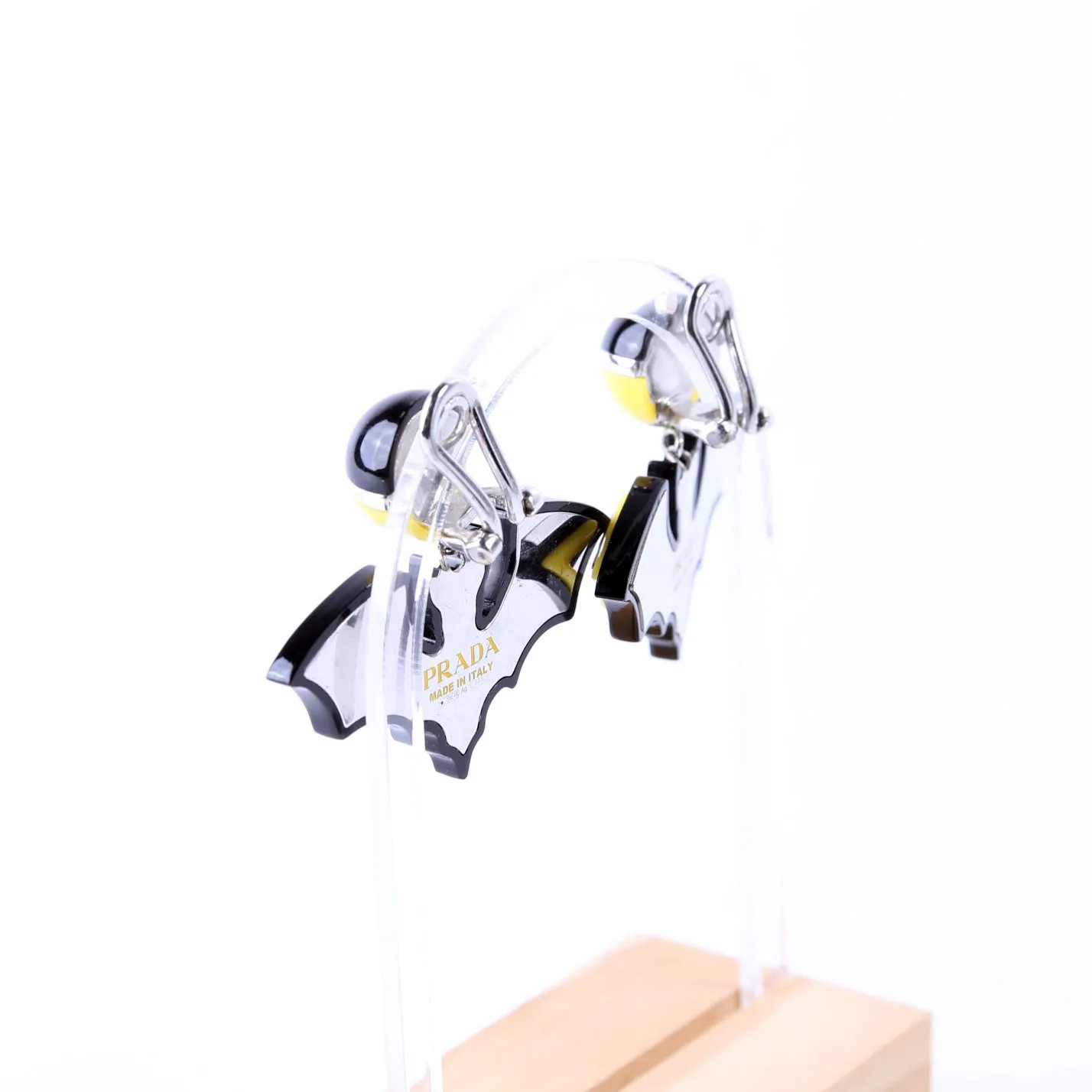 Bat Clip-On Earrings 925 Black/Yellow
