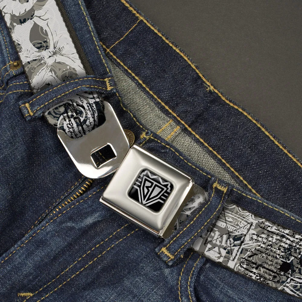 BD Wings Logo CLOSE-UP Full Color Black Silver Seatbelt Belt - Gothic 1 Webbing