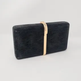 Black Metallic Box Clutch Bag