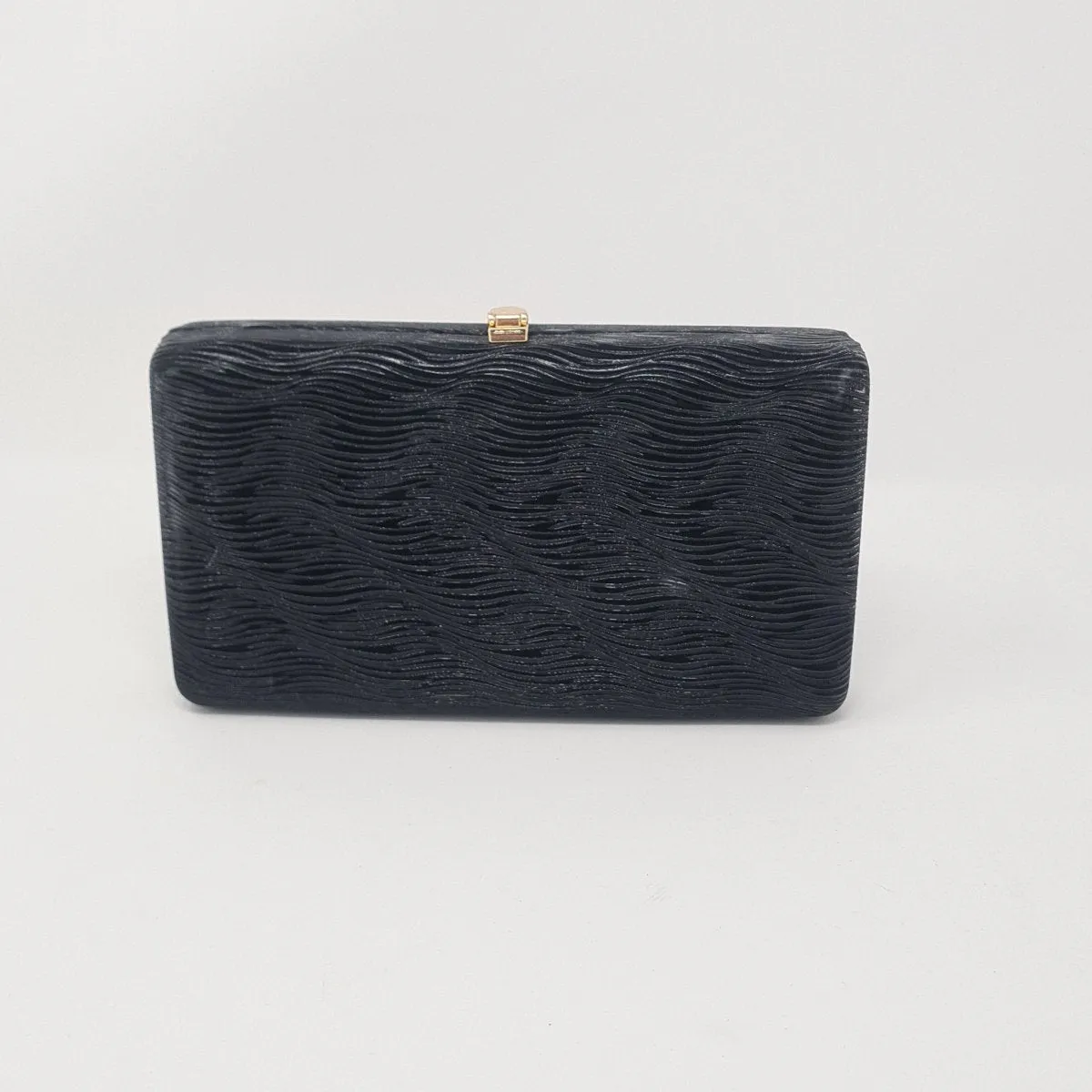 Black Metallic Box Clutch Bag