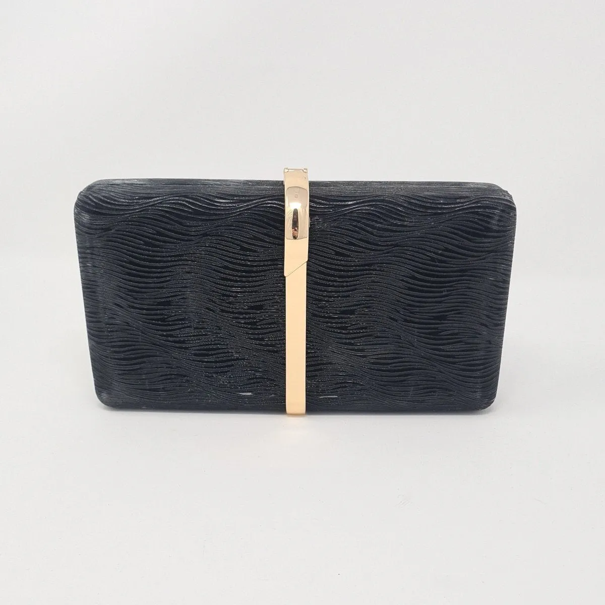 Black Metallic Box Clutch Bag