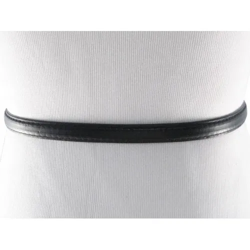 Black Skinny Belt with Covered Rectangle Buckle