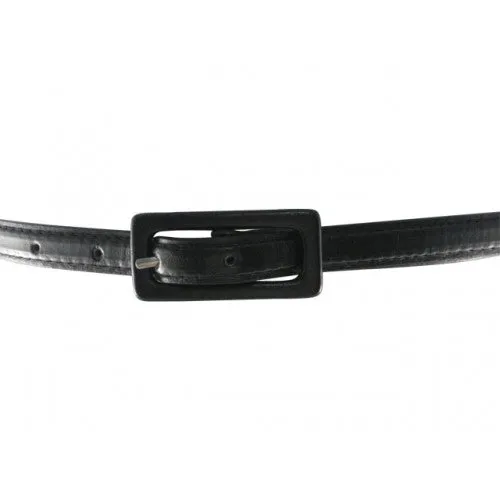 Black Skinny Belt with Covered Rectangle Buckle