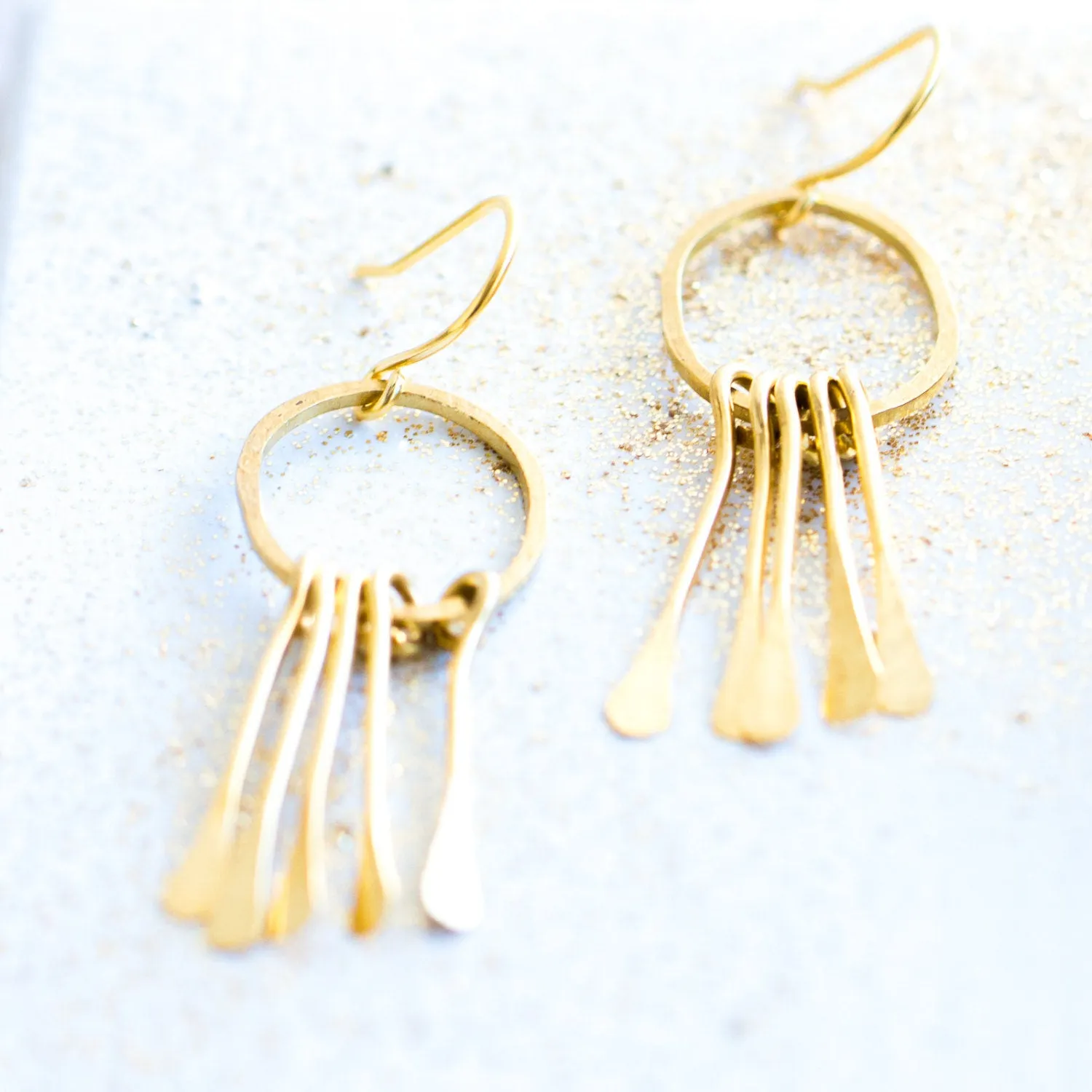 Brass Paddle Chandelier Earrings
