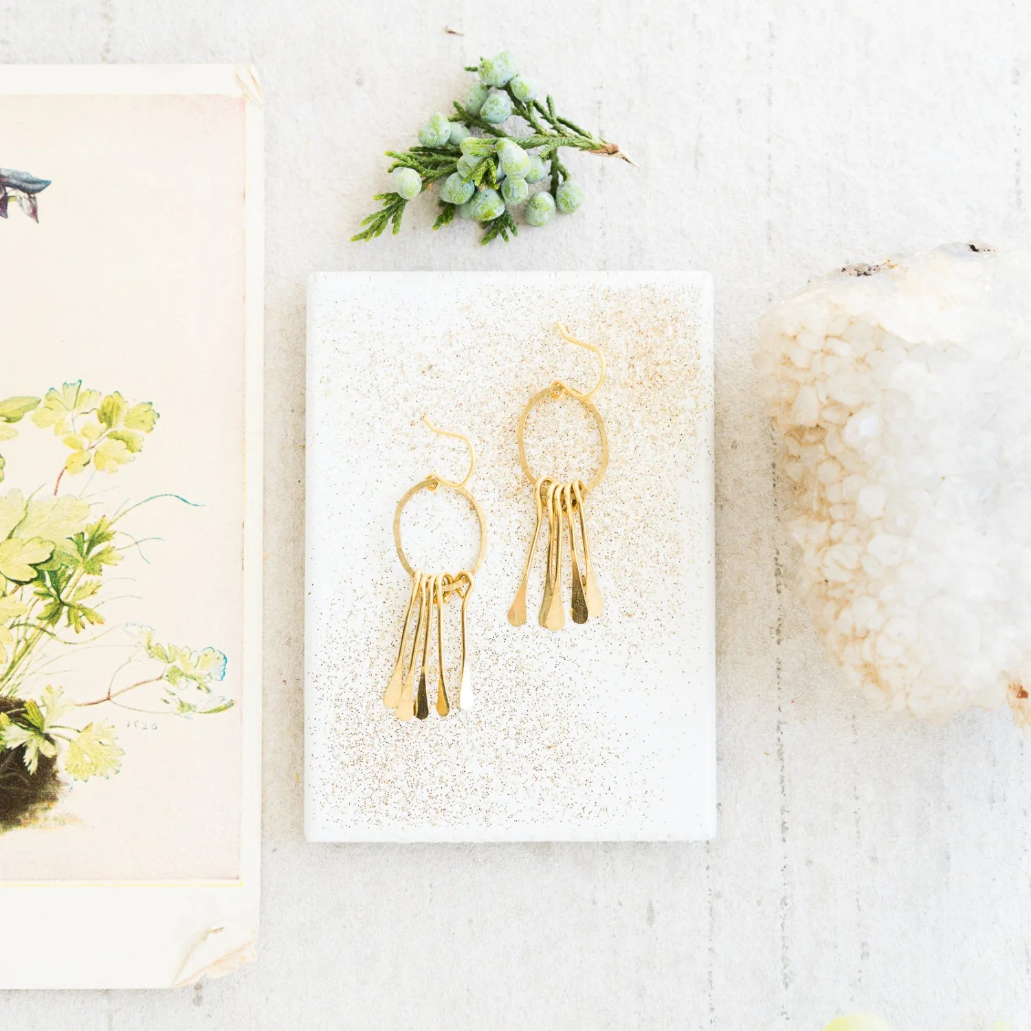Brass Paddle Chandelier Earrings