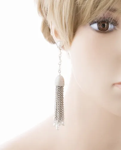 Bridal Wedding Jewelry Beautiful Faux Pearl Chandelier Dangle Earrings E809 SV