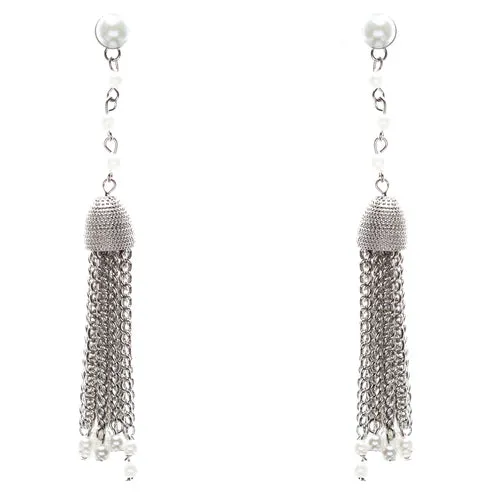Bridal Wedding Jewelry Beautiful Faux Pearl Chandelier Dangle Earrings E809 SV