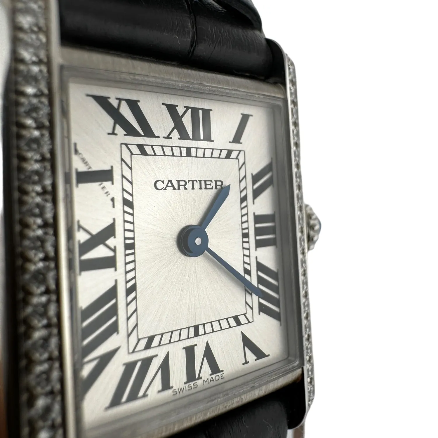 Cartier Tank Must Stainless Steel & Diamond Bezel Watch Ref- 4322