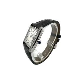Cartier Tank Must Stainless Steel & Diamond Bezel Watch Ref- 4322