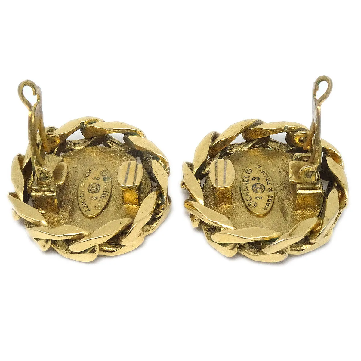 CHANEL 1988 Crystal & Gold CC Earrings Clip-On 23 27273