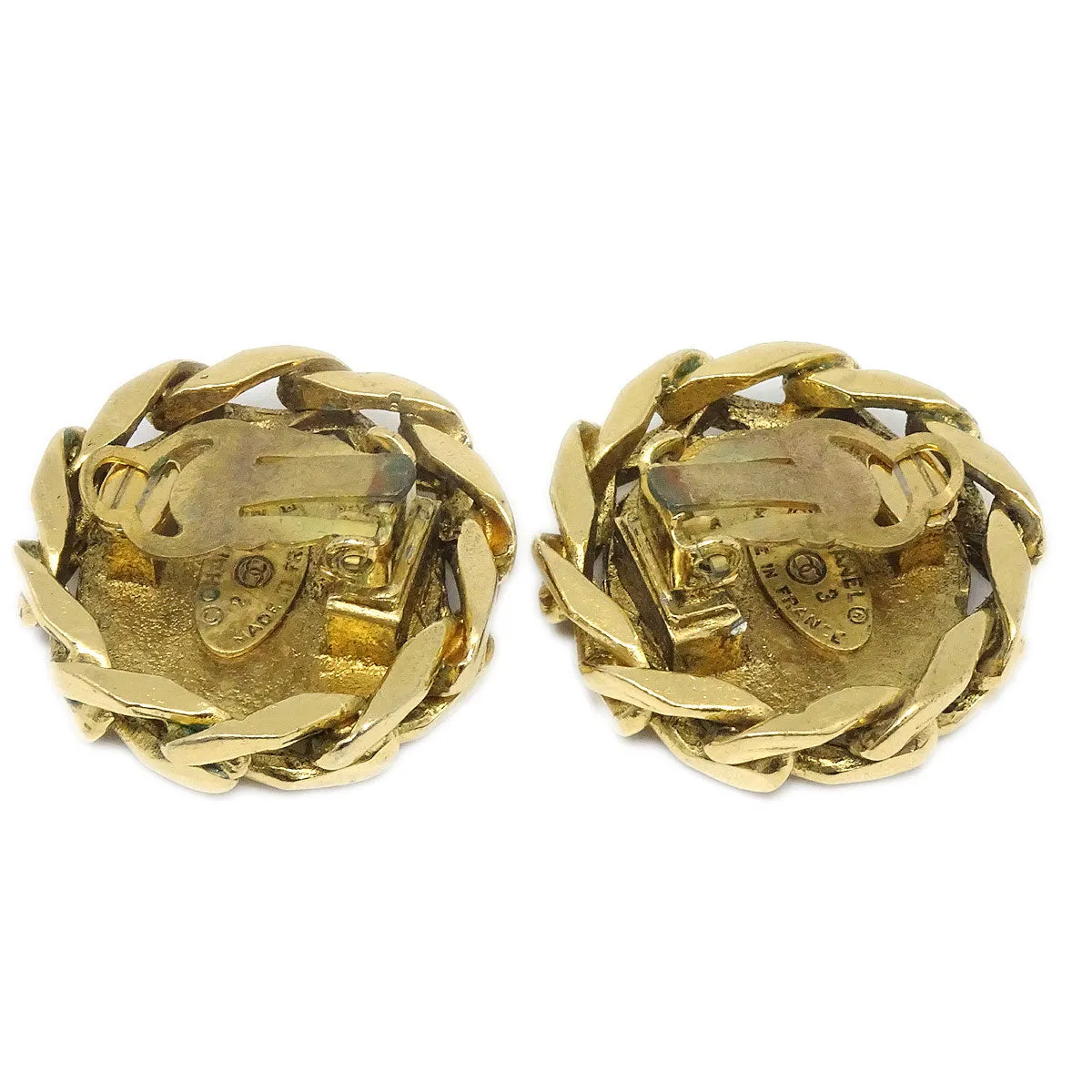 CHANEL 1988 Crystal & Gold CC Earrings Clip-On 23 27273