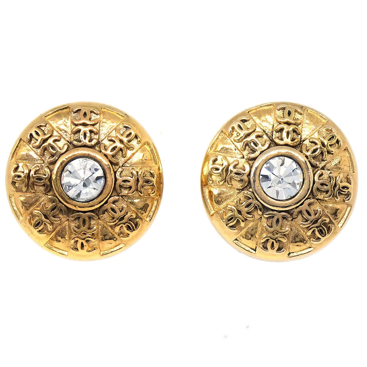 Chanel 1988 Crystal & Gold Earrings Clip-On 23
