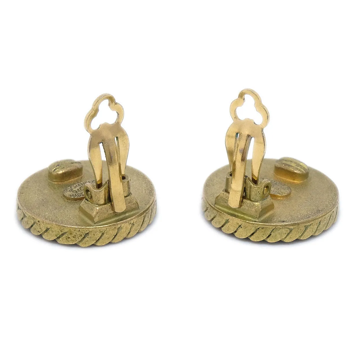 CHANEL 1994 Black & Gold CC Rope Edge Earrings 20638