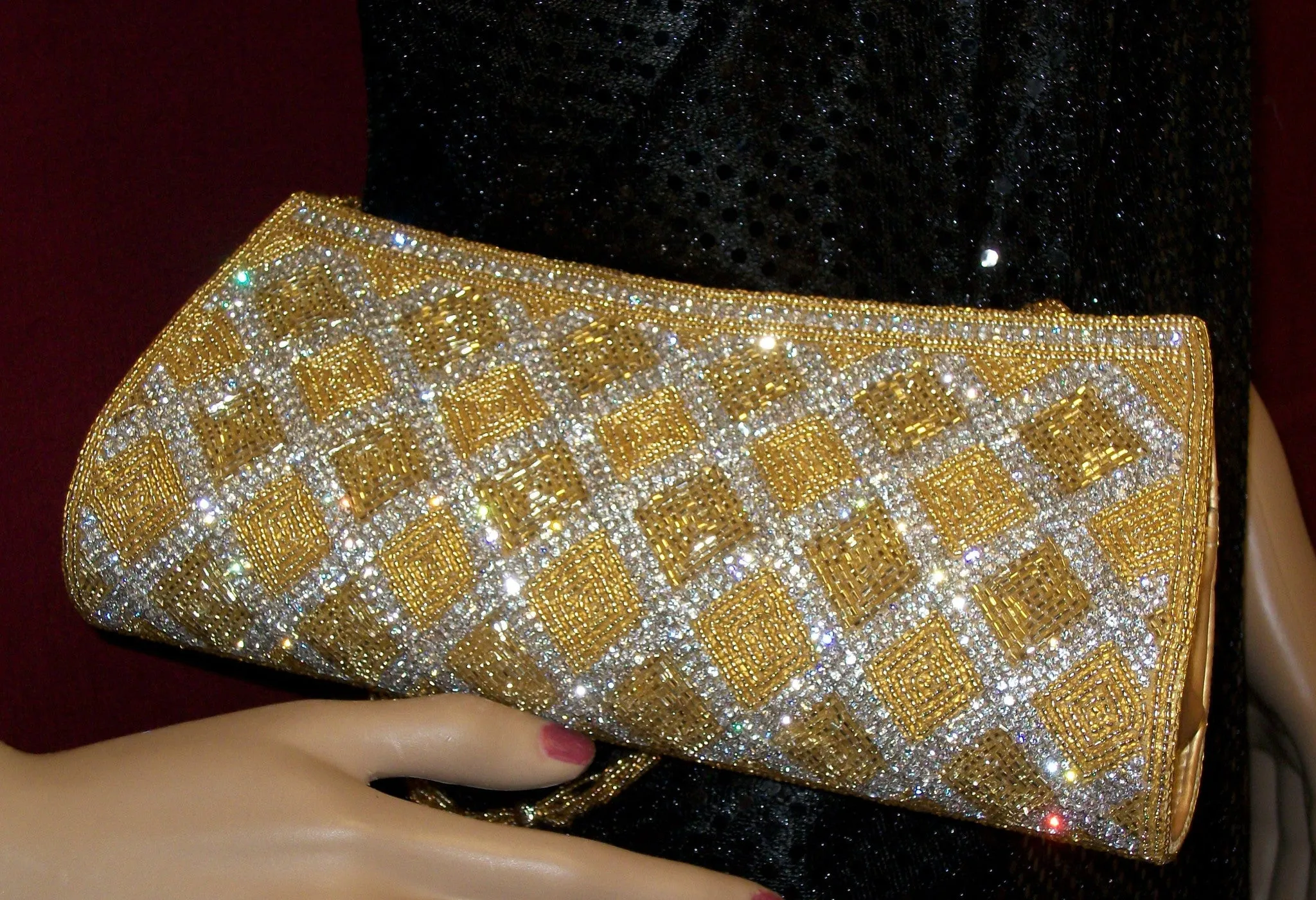 Clutch 4635 Gold Silver Indian Designer Purse Clutch Shieno Sarees