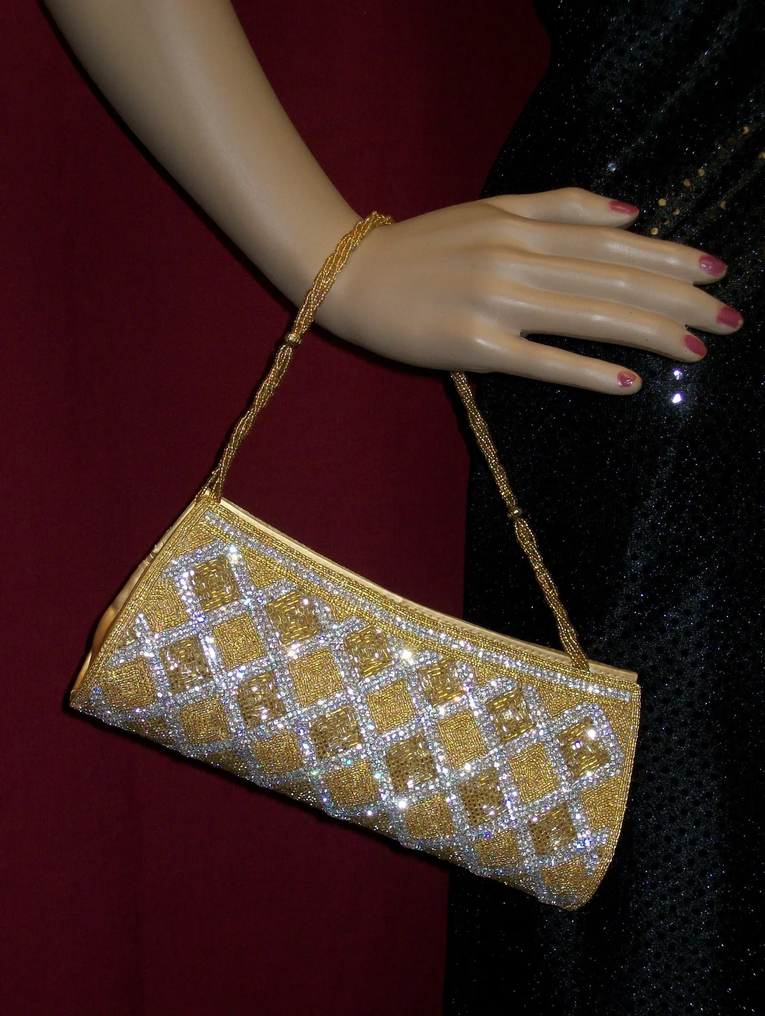 Clutch 4635 Gold Silver Indian Designer Purse Clutch Shieno Sarees