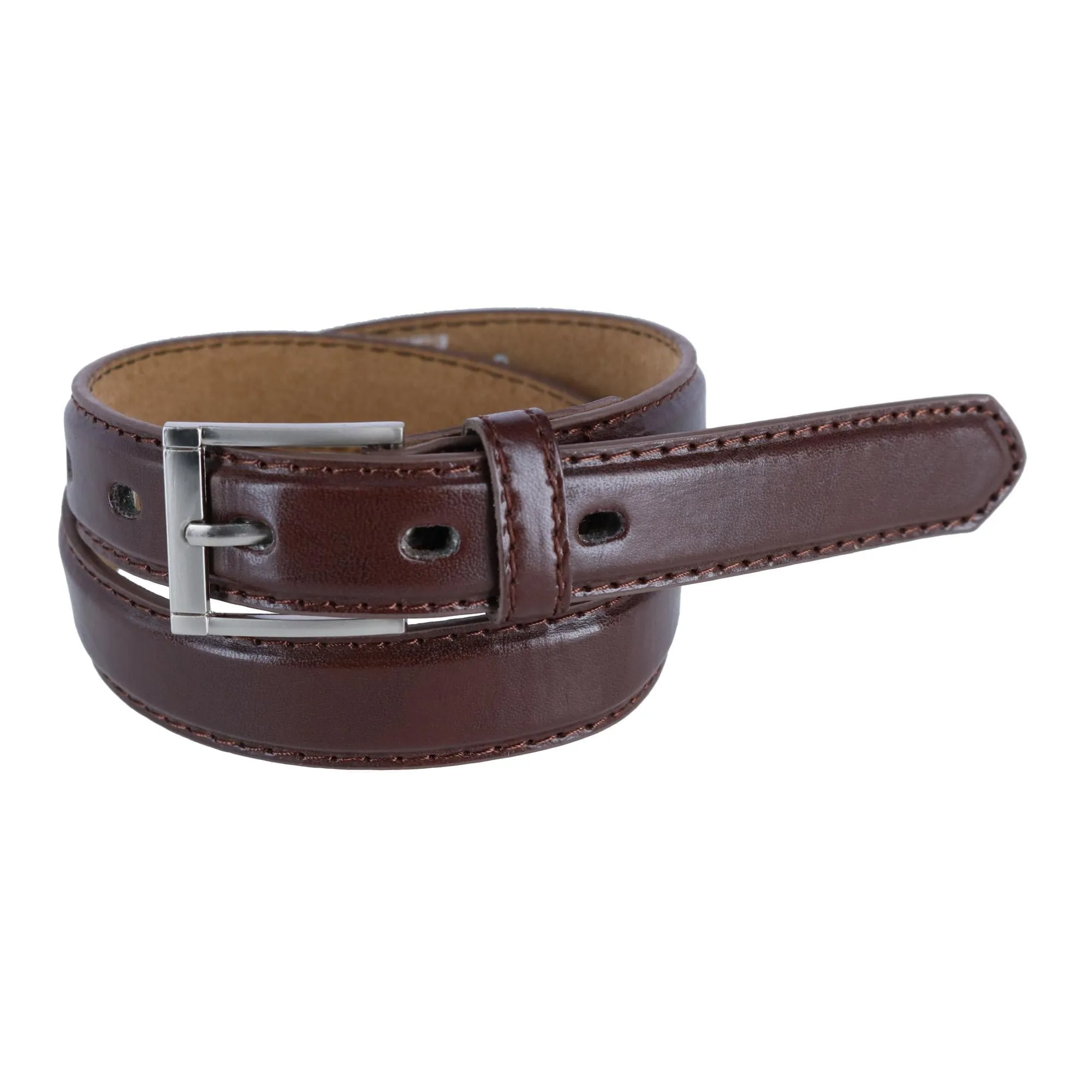 CTM® Kid's Leather 1 inch Dress Belt with Square Buckle