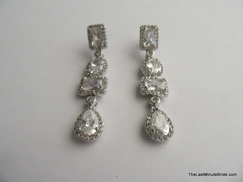 Cubic Zirconia Multi Stone Dangle Earrings