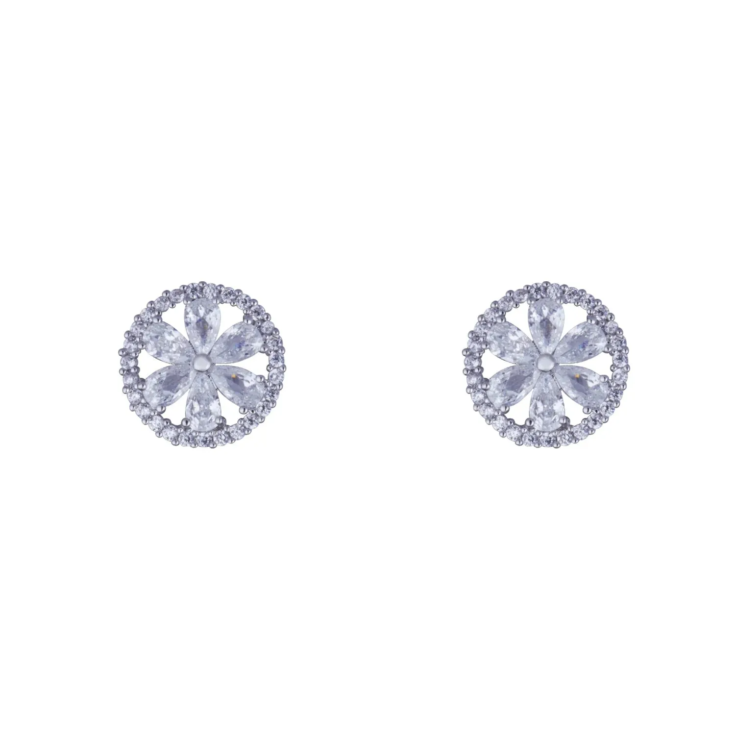 D&X London Elizabeth Cubic Zirconia Silver Crystal Clip on Earrings