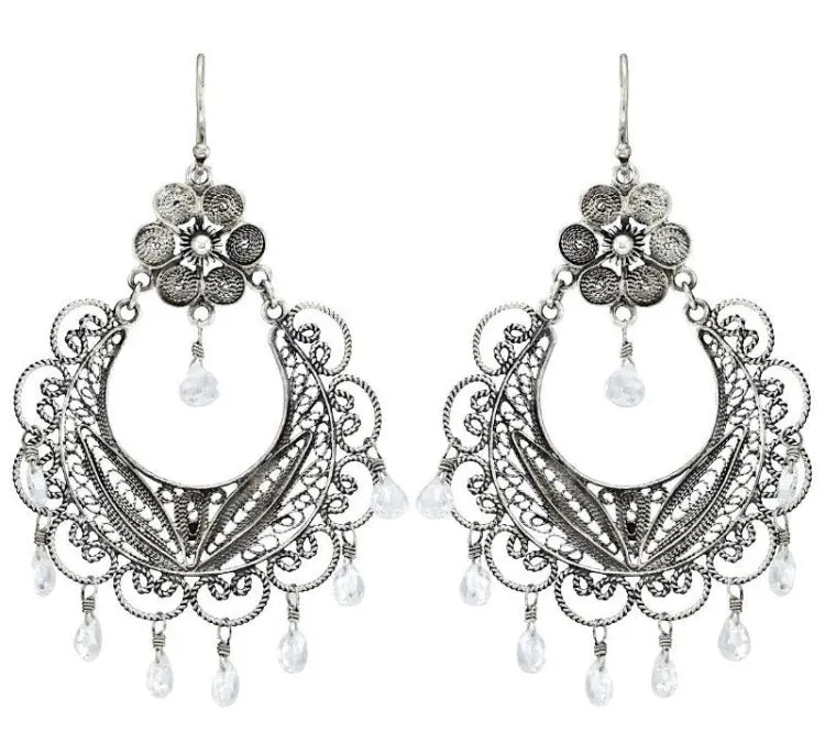 Frida chandelier earrings - clear cz briolettes