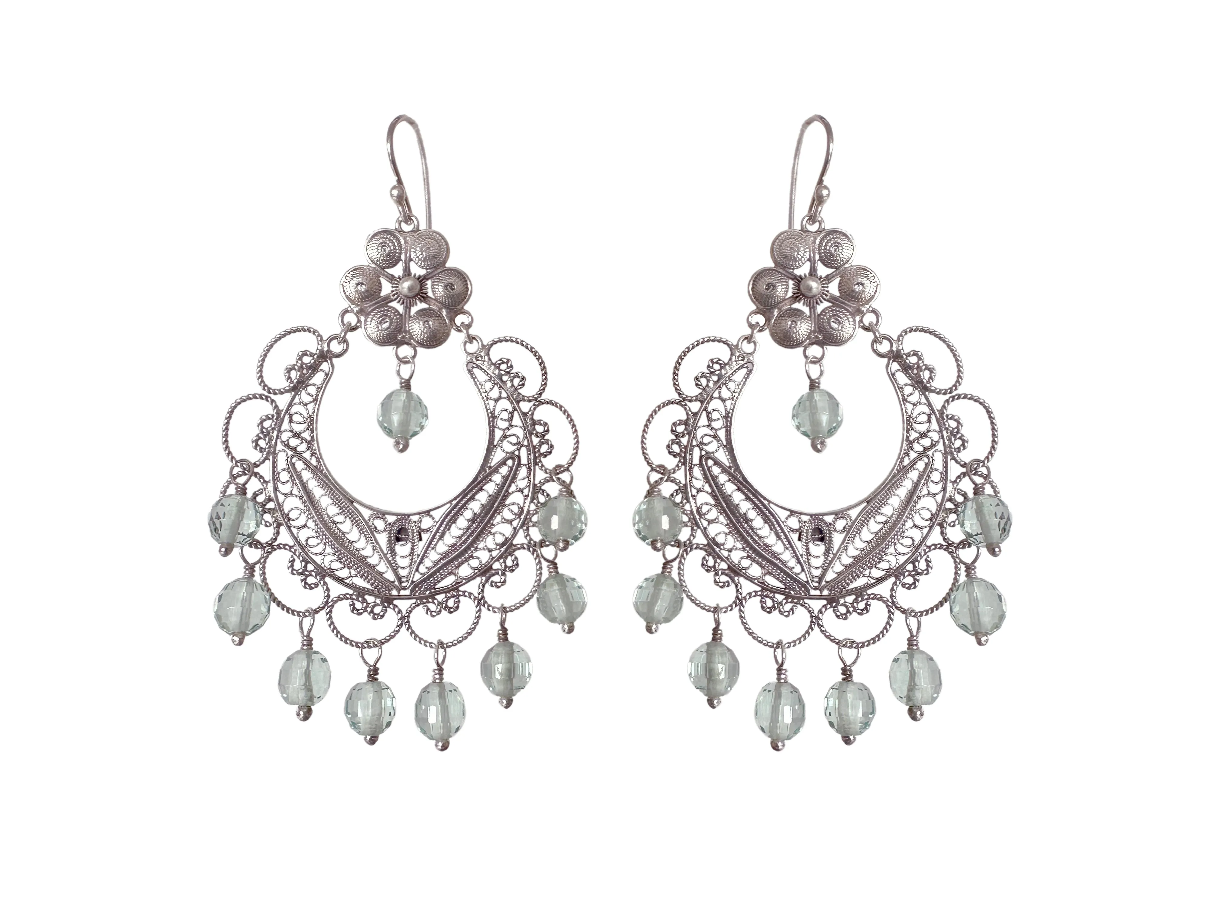 Frida chandelier earrings - clear cz briolettes