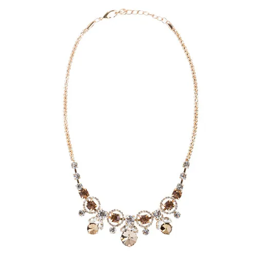 Glamorous Jewelry Set Crystal Rhinestone Elegant Setting Necklace J526 Brown