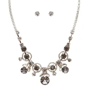 Glamorous Jewelry Set Crystal Rhinestone Elegant Setting Necklace J526 Gray