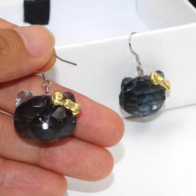 Kawaii Hello Kitty Black Crystal Necklace & Earrings