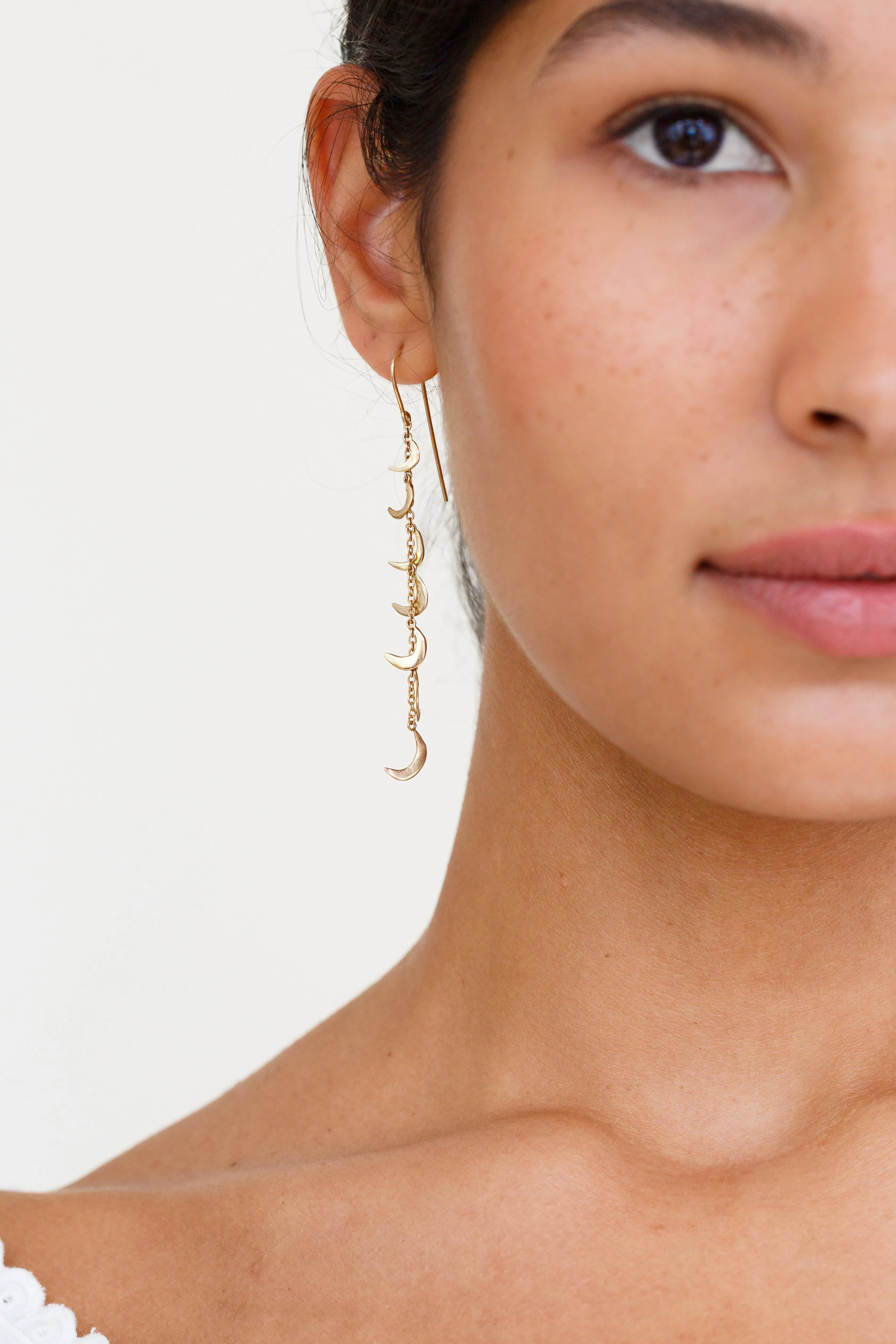 Moon   Arrow 10KT Gold Chandelier Earrings