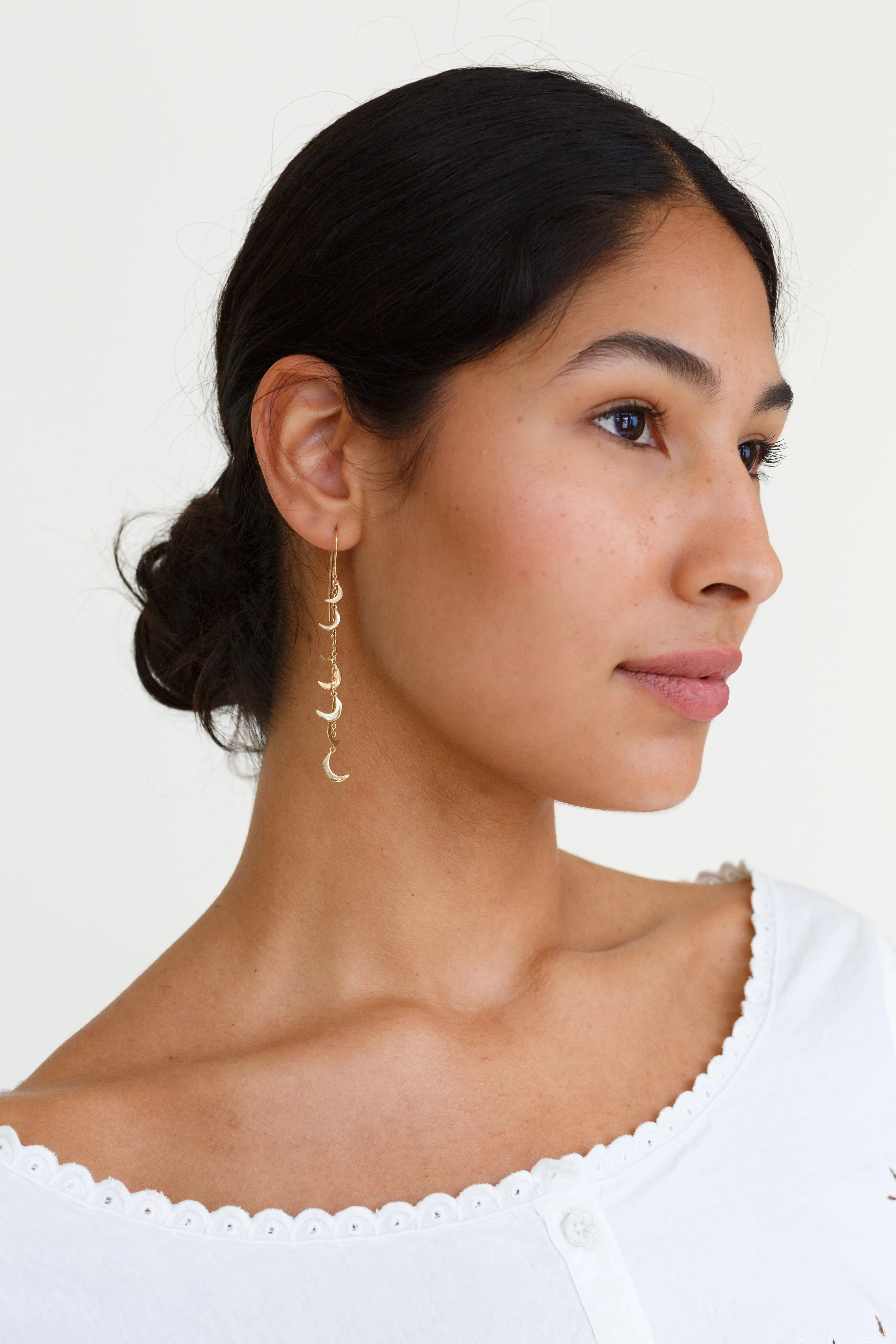 Moon   Arrow 10KT Gold Chandelier Earrings