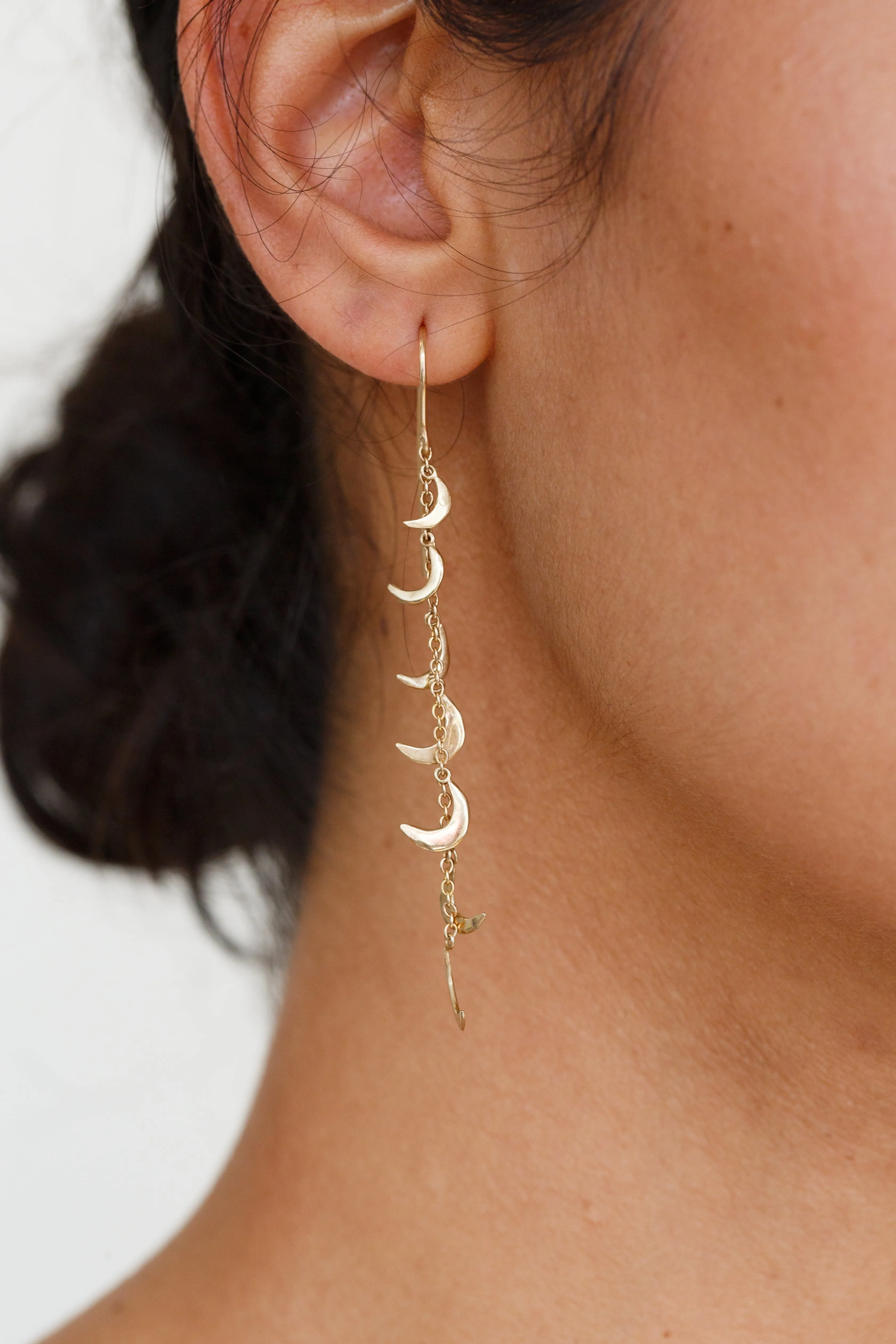 Moon   Arrow 10KT Gold Chandelier Earrings