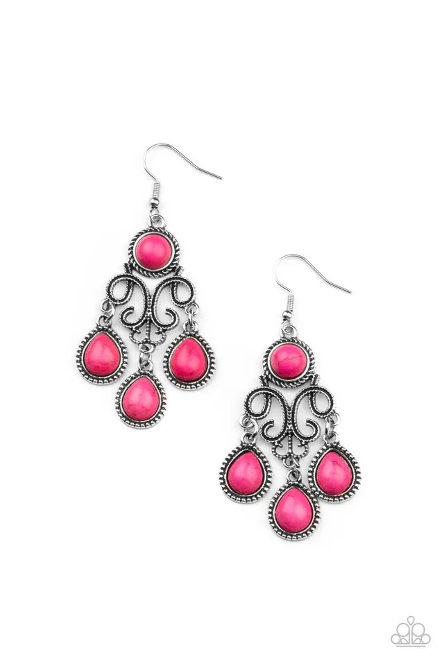 Paparazzi Earring ~ Canyon Chandelier - Pink