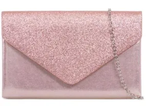 Pink Blush Glitter Shimmer Clutch Bag