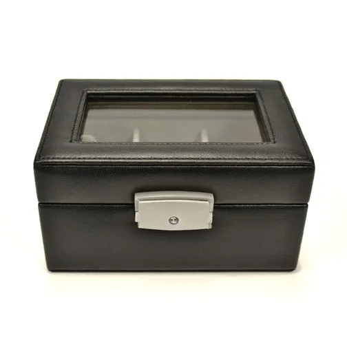 Royce Leather Luxury 3-Slot Watch Box - Black