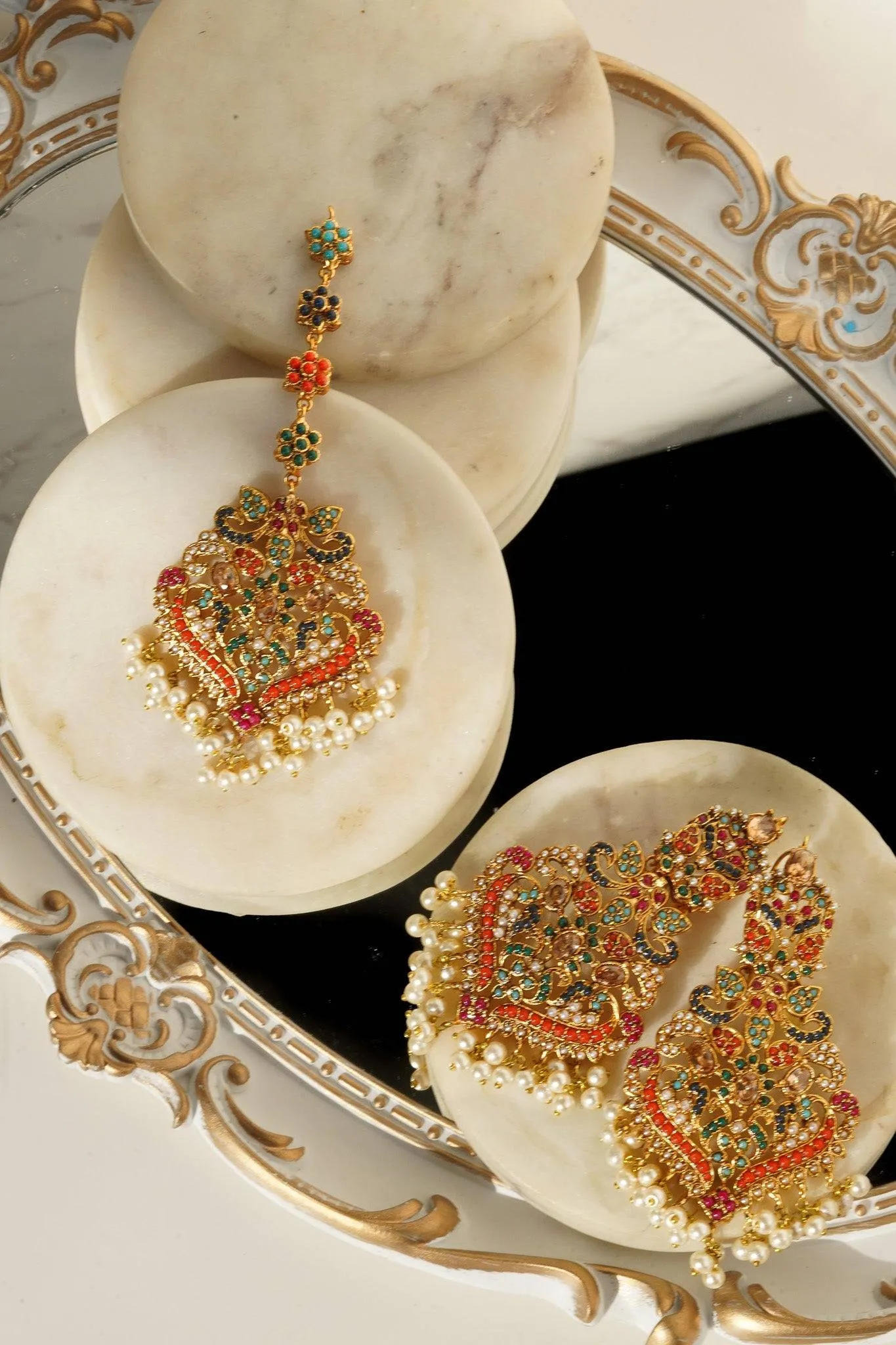Sarah - Chandelier Earrings & Tikka Set