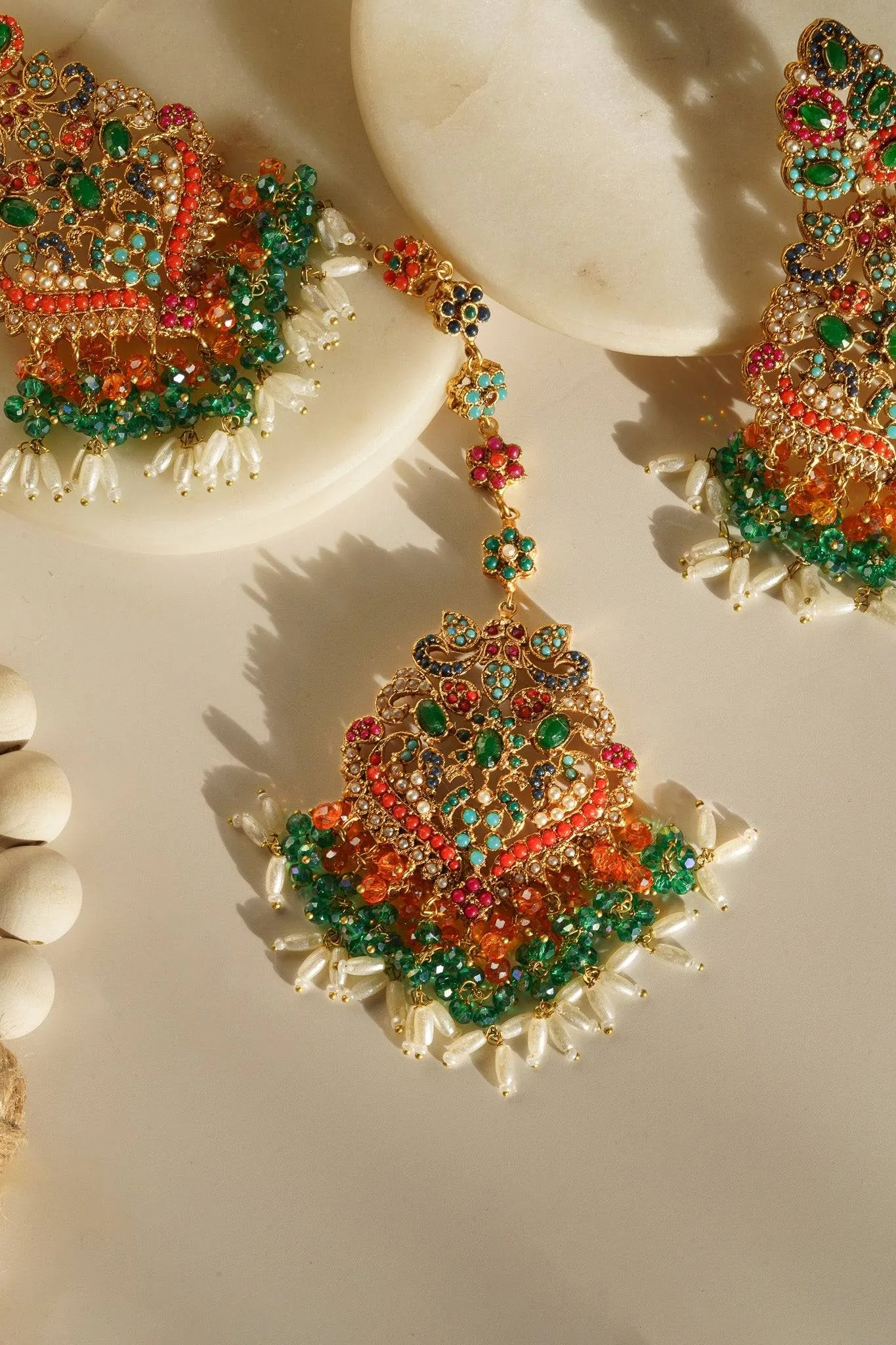 Sarah - Chandelier Earrings & Tikka Set