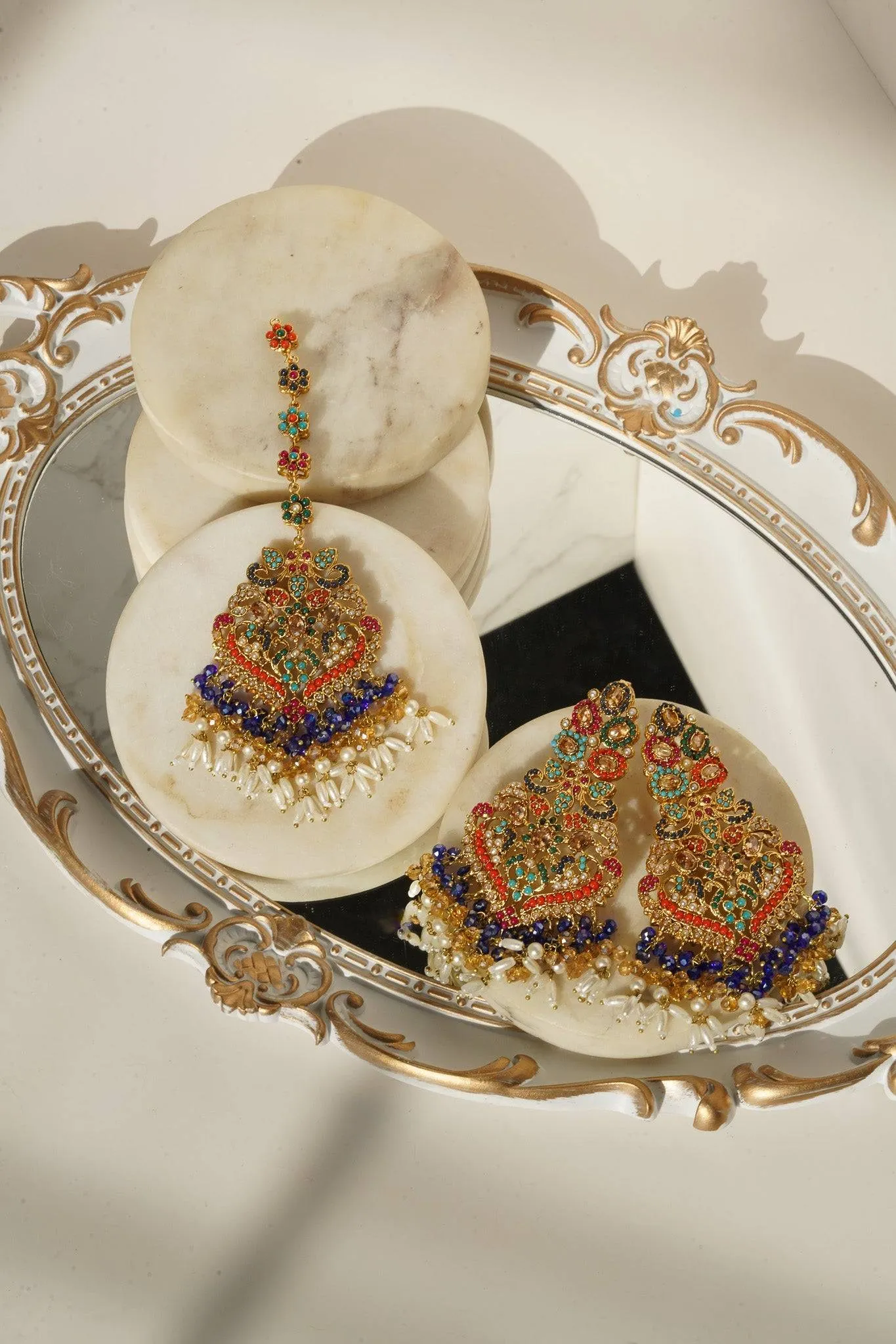 Sarah - Chandelier Earrings & Tikka Set