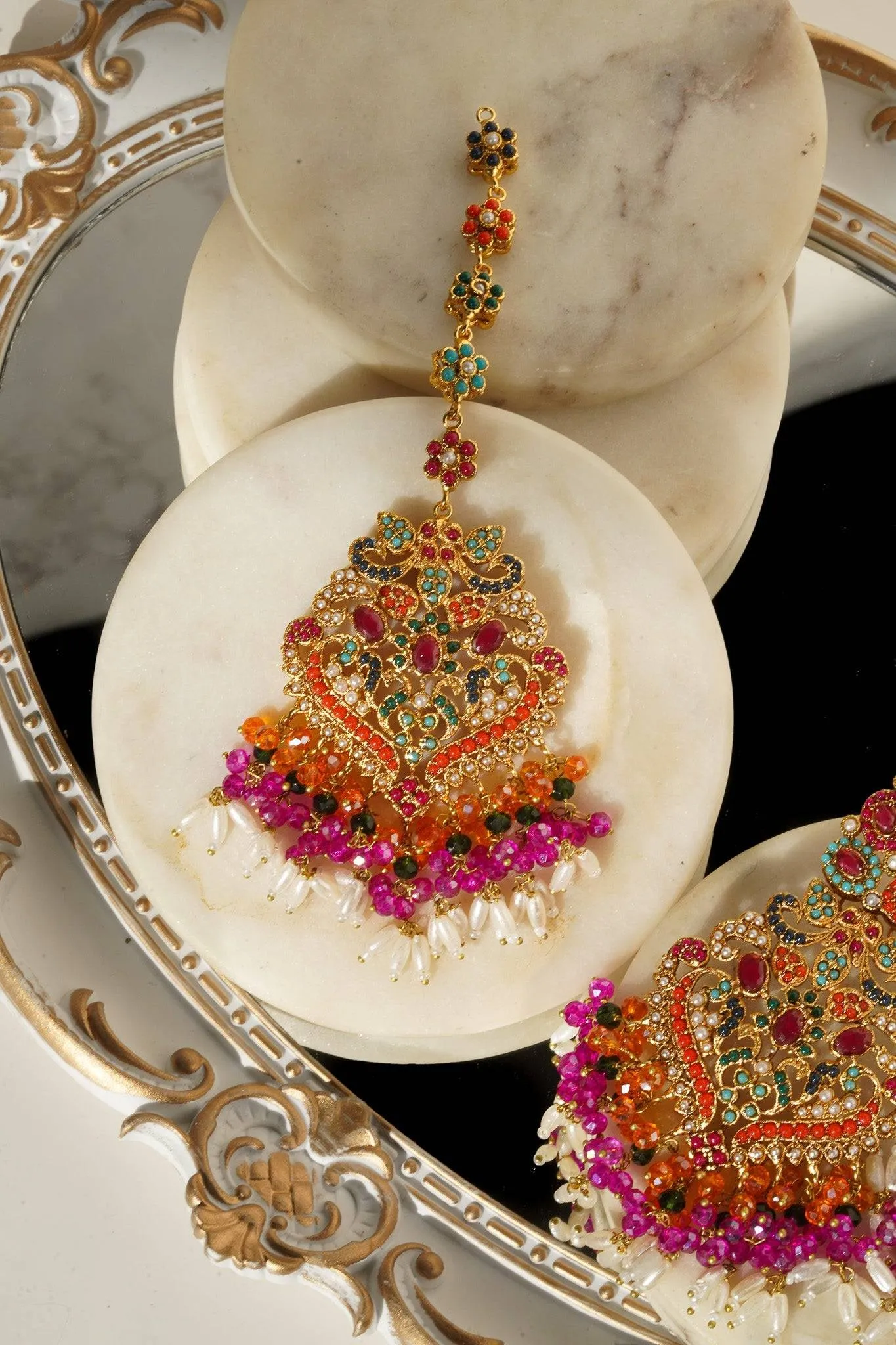 Sarah - Chandelier Earrings & Tikka Set