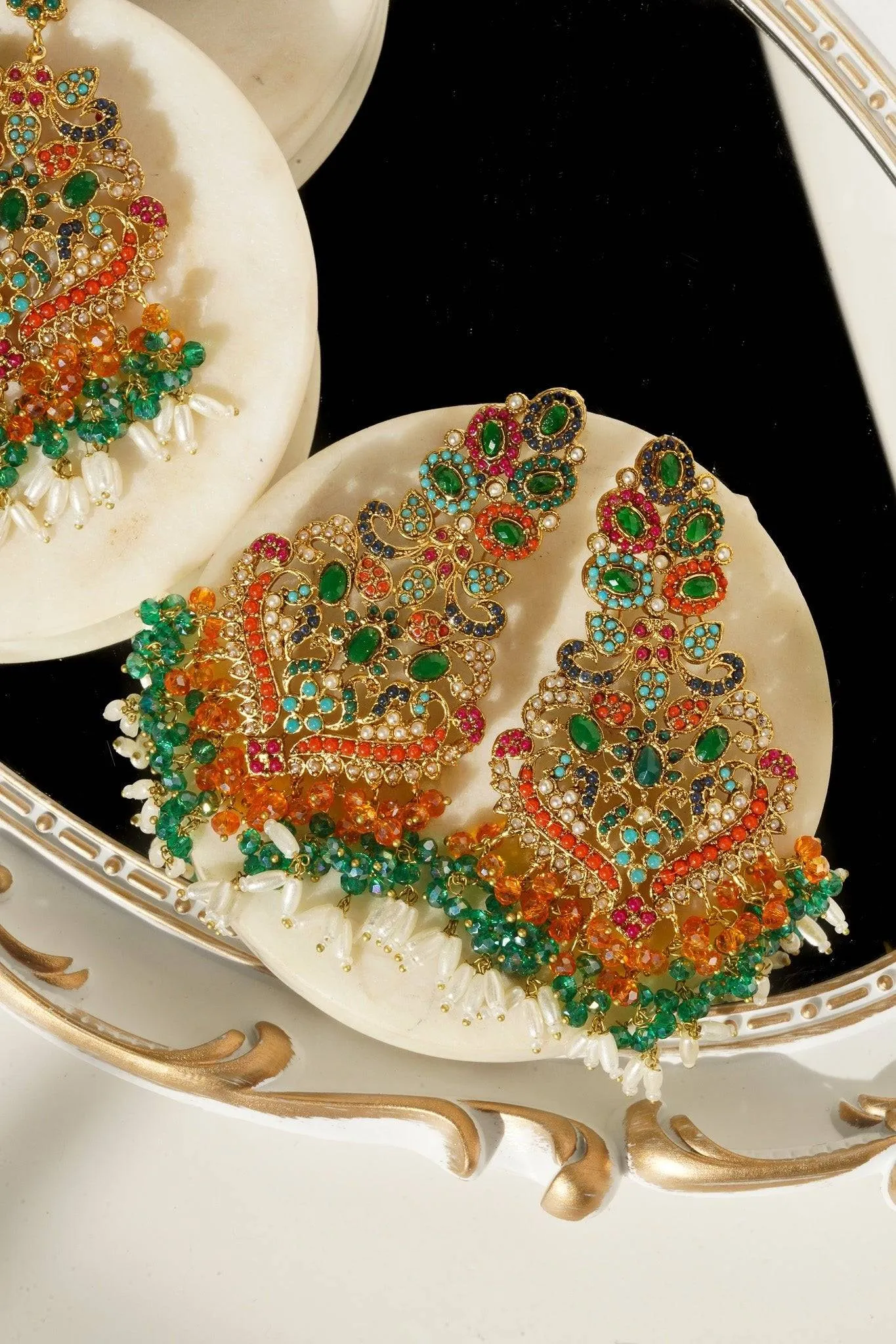 Sarah - Chandelier Earrings & Tikka Set