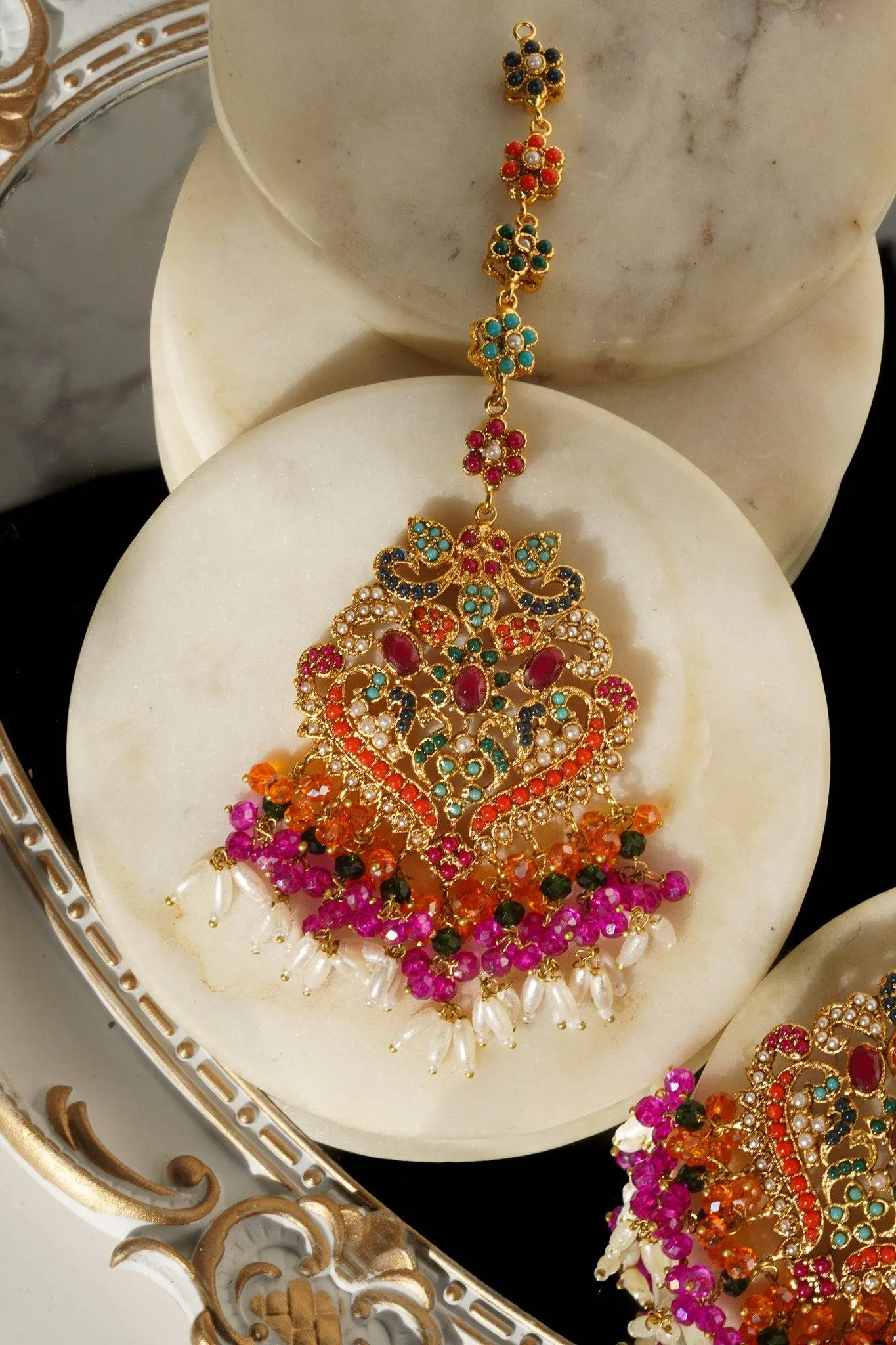 Sarah - Chandelier Earrings & Tikka Set