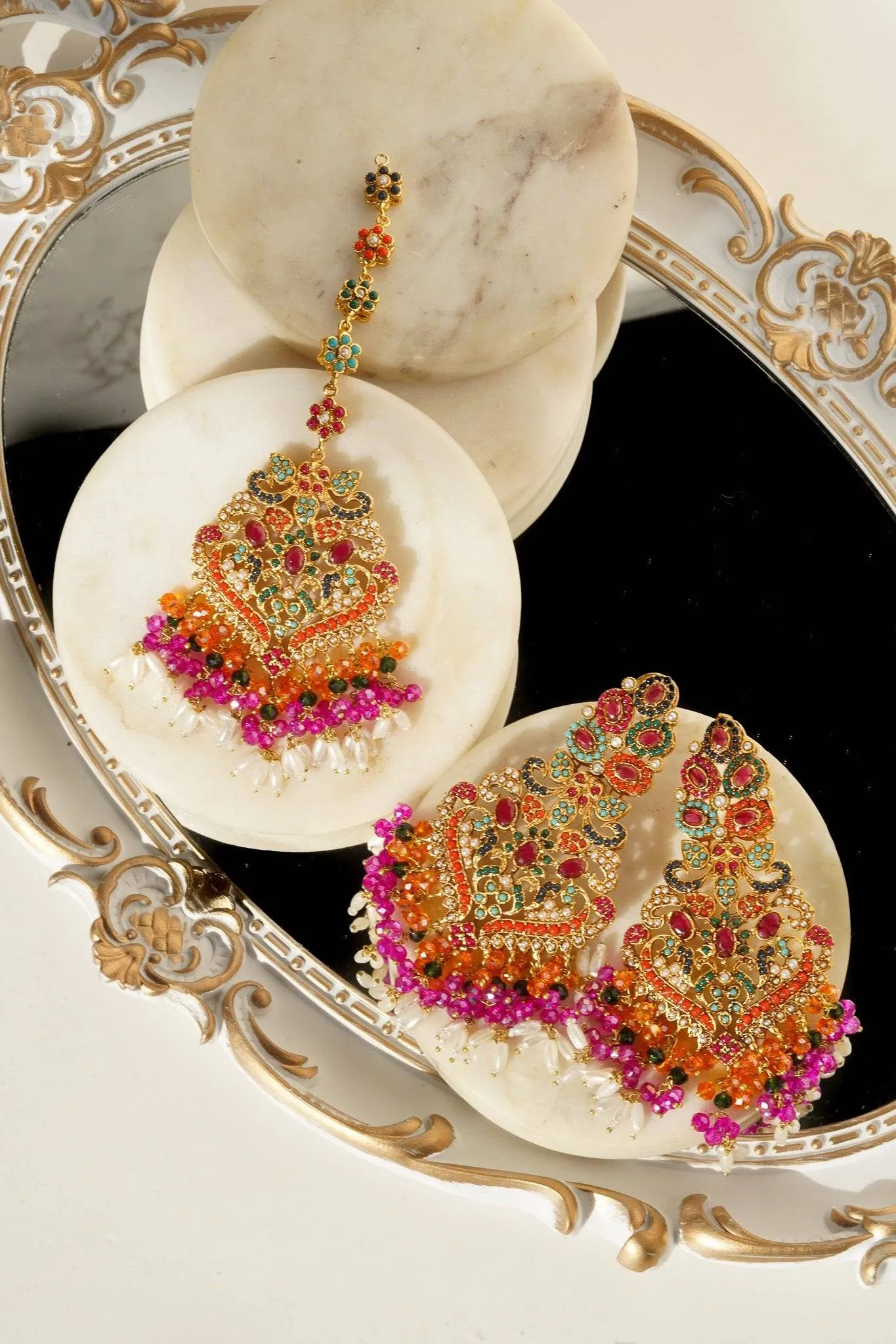 Sarah - Chandelier Earrings & Tikka Set