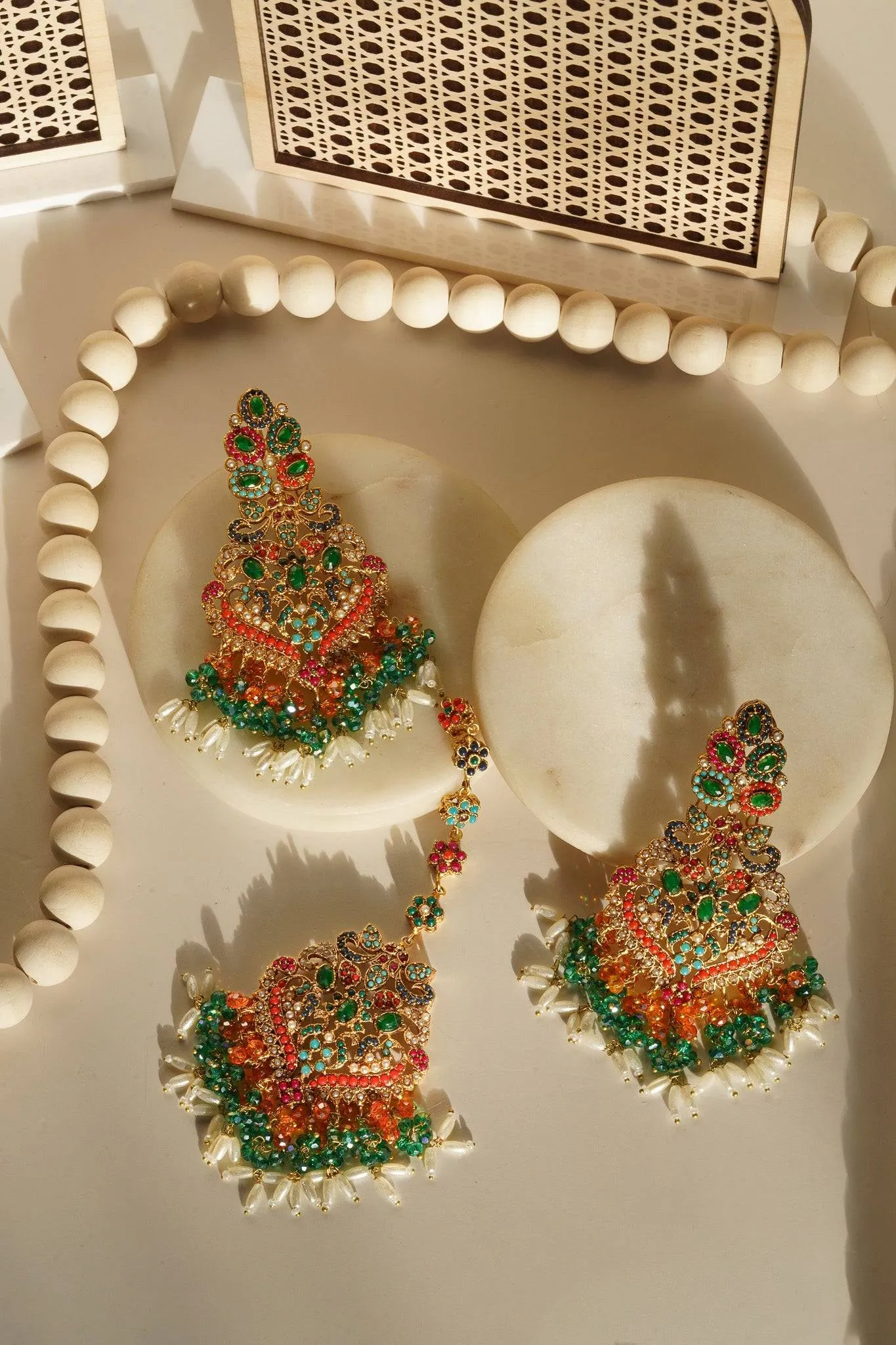 Sarah - Chandelier Earrings & Tikka Set