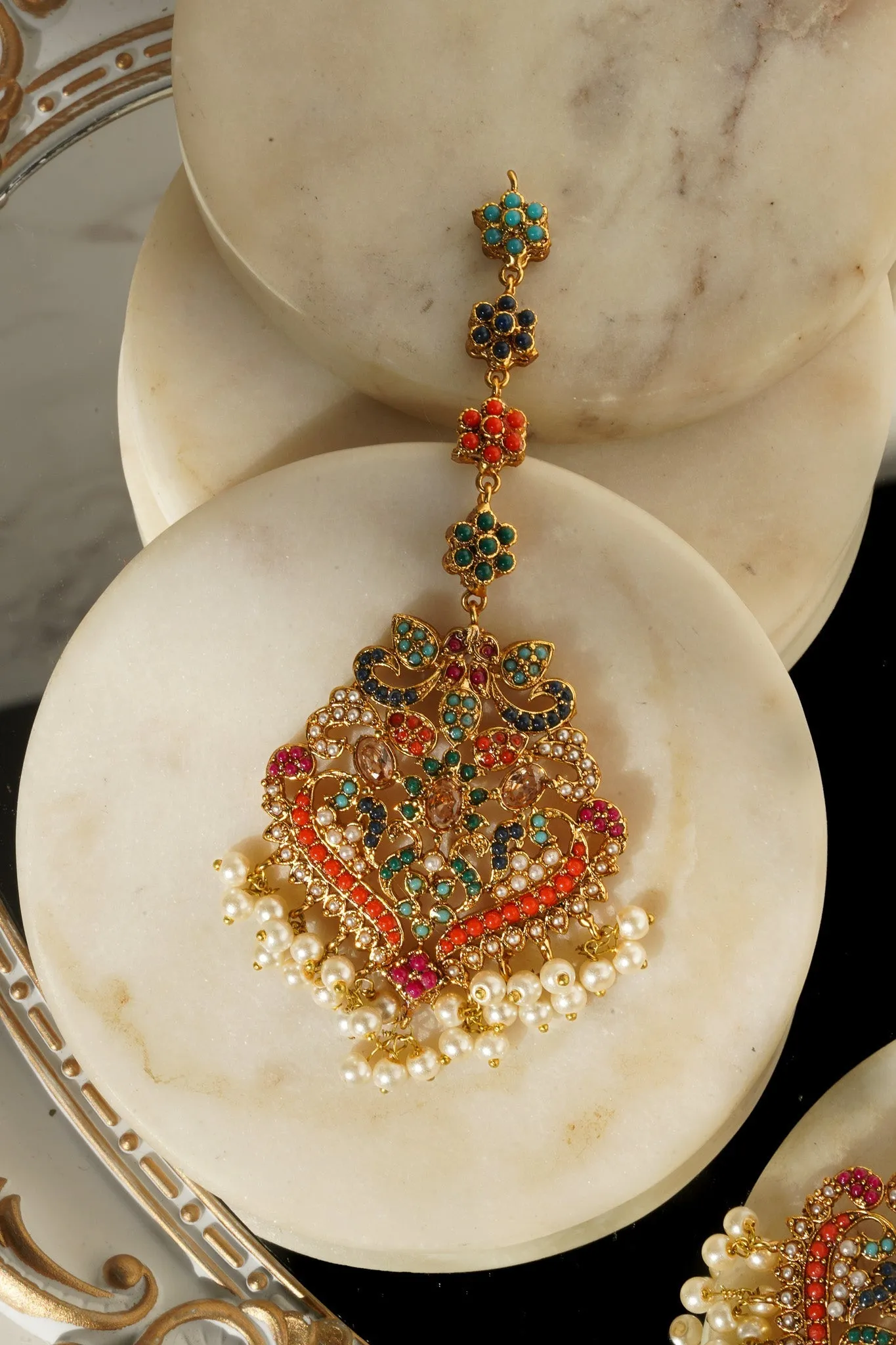 Sarah - Chandelier Earrings & Tikka Set